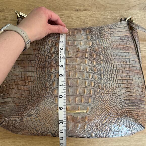 Brahmin Noelle Shoulder Bag in Bark Melbourne Croc Embossed Leather w/ Dust Bag - Picture 10 of 11